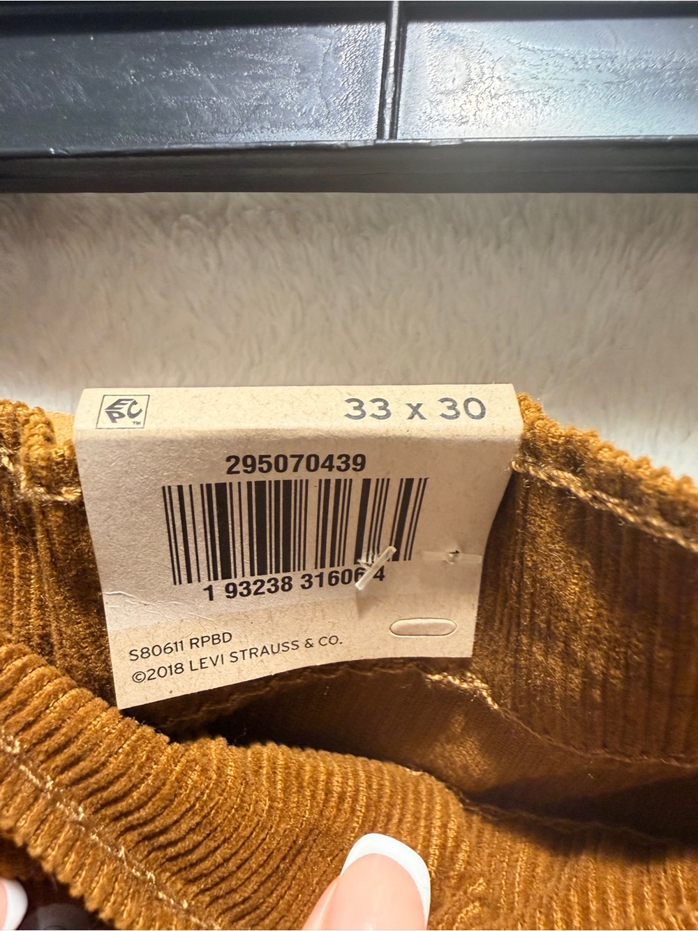Levi’s 502 Regular Taper Corduroy Pants NWT Warp Stretch Brown 33x30 - Picture 9 of 14